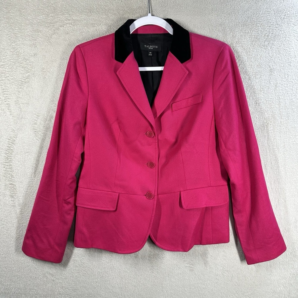 Talbots Wool Blazer Women's Sz 10P Magenta Stretch Office Career Preppy